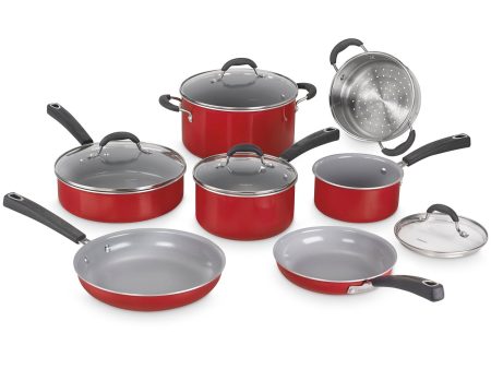 Cuisinart 11 Piece Set Ceramica XT Nonstick Cookware Set - Red (54c-11R) Online