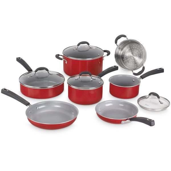 Cuisinart 11 Piece Set Ceramica XT Nonstick Cookware Set - Red (54c-11R) Online