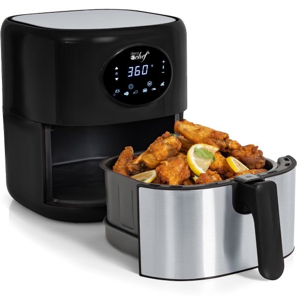 Deco Chef 3.7QT Digital Air Fryer, 6 Cooking Presets, Black + Deco Chef 16-Piece Knife Set Online Sale