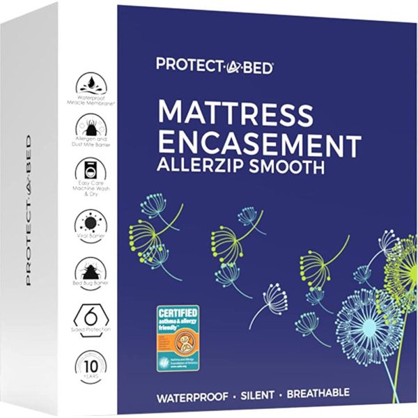 Protect-A-Bed AllerZip Smooth Waterproof Mattress Protector, Queen 9  (2-Pack) Sale