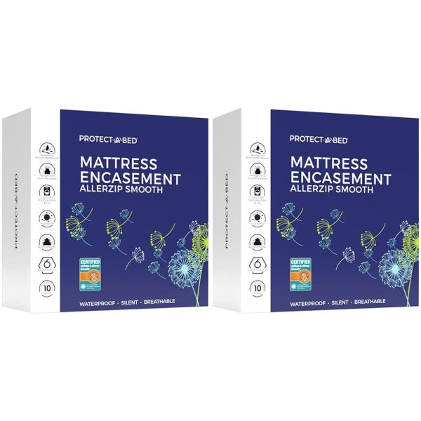 Protect-A-Bed AllerZip Smooth Waterproof Mattress Protector, Queen 13  (2-Pack) Online