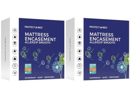 Protect-A-Bed AllerZip Smooth Waterproof Mattress Protector, Queen 9  (2-Pack) Sale