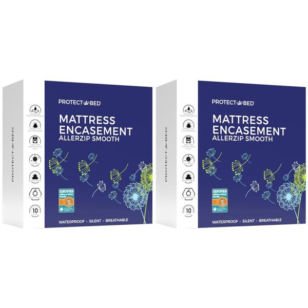 Protect-A-Bed AllerZip Smooth Waterproof Mattress Protector, Queen 9  (2-Pack) Sale